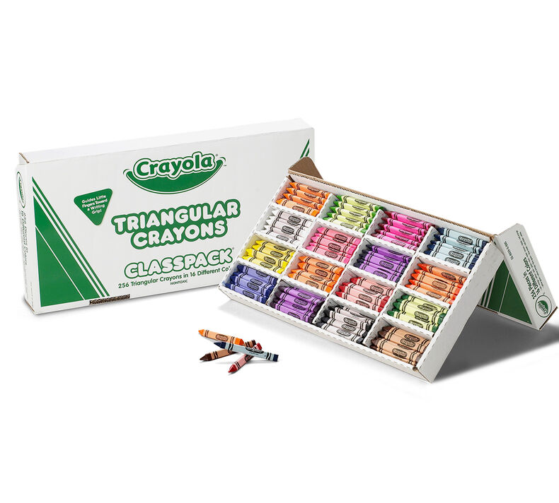 Triangular Crayons Classpack, 256 Count, 16 Colors